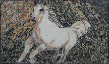 AN394 Beautiful white horse on dotted mosaic background