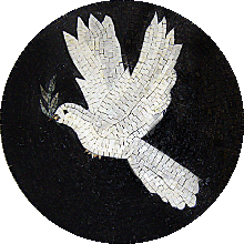 AN52 White dove on black background mosaic