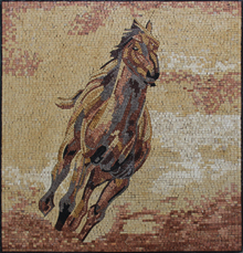 AN678 Beautiful golden colors horse mosaic