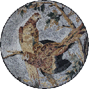 AN894<BR>Beautiful Parrots Medallion Marble Mosaic