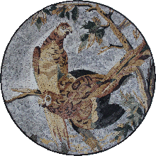 AN894<BR>Beautiful Parrots Medallion Marble Mosaic