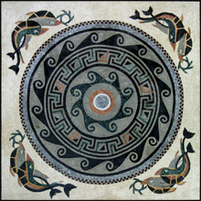 CR339 Central mosaic medallion with surrounding dolphins
