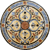 MD212 blue and gold  floral art mosaic