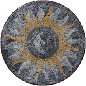 MD279 Moon and stars inside sun marble mosaic