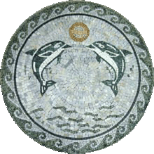 MD767 two dolphins playing with ball medallion