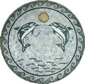 MD767 two dolphins playing with ball medallion