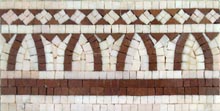 BD307 Brick & white geometric shapes mosaic border