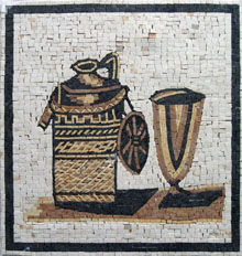 GEO163 goldish kettle and cup kitchen mosaic