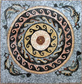 GEO205 Circular wave design medallion with swimming dolphins