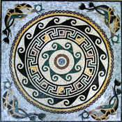 GEO371 Circular wave design medallion with swimming dolphins