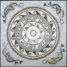 GEO46 Faded circular wave design medallion mosaic