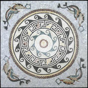 GEO46 Faded circular wave design medallion mosaic