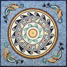 GEO708 Circular wave design medallion with swimming dolphins