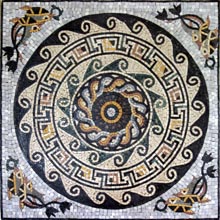 GEO959 Faded circular wave design medallion mosaic