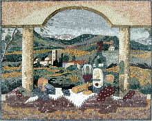 LS12 Grapes and wine overlooking beautiful natural scene