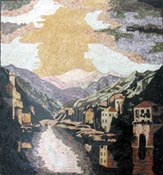 LS6 Beautiful houses by the river scene