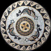 MD226 swimming dolphins mosaic with wave border