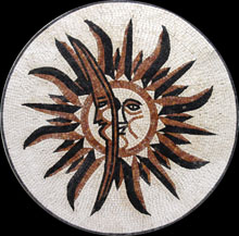 MD240 brick and black sun & moon stone art mosaic