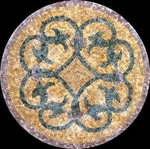 MD252 green floral design on yellow background mosaic