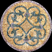 MD252 green floral design on yellow background mosaic