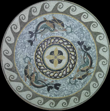 MD278 swimming dolphins mosaic with wave border