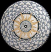 MD28 Sun on grey & white pattern background