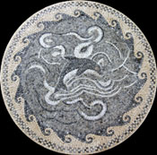 MD284 Grey dolphin and waves medallion mosaic
