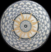 MD293 Sun on grey & white pattern background