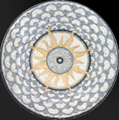 MD3 Sun on grey & white pattern background