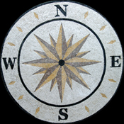 MD305 faded cream yellow and grey compass mosaic