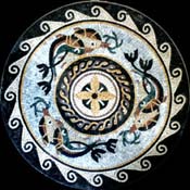 MD31 Colorful swimming dolphins mosaic with wave border