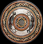 MD332 orange green and black circular design mosaic