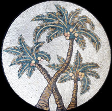 MD358 faded palm tree trio mosaic
