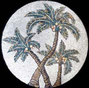MD358 faded palm tree trio mosaic