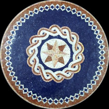 MD398 Ocean blue medallion mosaic with compass star in the center