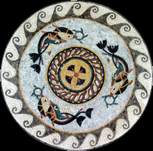 MD430 swimming dolphins mosaic with wave border