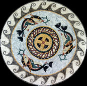 MD430 swimming dolphins mosaic with wave border
