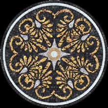 MD437 black & gold floral mosaic art