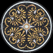 MD437 black & gold floral mosaic art