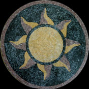 MD476 Golden sun on blue petrol background mosaic