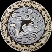 MD496 dolphin in sea medallion mosaic
