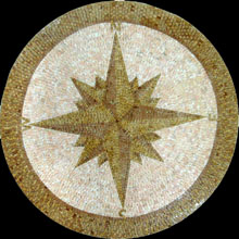 MD511 gold and salmon pink compass star mosaic