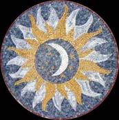 MD583 Moon and stars inside sun marble mosaic