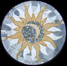 MD606 Moon and stars inside sun illustration style mosaic