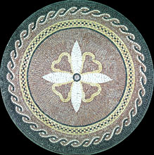 MD64 flower design mosaic with wave border