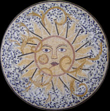 MD71 Sun face on white and blue dotted background