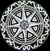 MD73 black & white contrast compass mosaic with artistic border