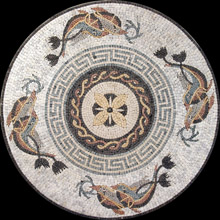 MD75 waves & greek keys with swimming dolphins border