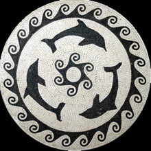 MD83 black & white dolphin trio mosaic