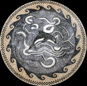 MD88 dolphin in sea medallion mosaic
